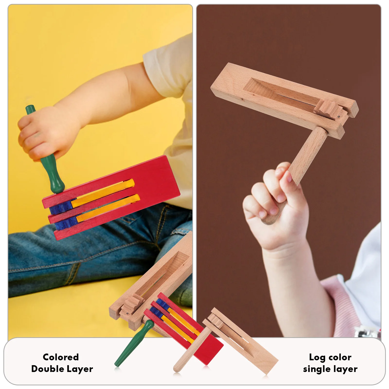 

2Pcs Handheld Ratchet Noise Maker Wooden Soundboards Musical Instrument for Hands-on Activity Rhythm Development Fun