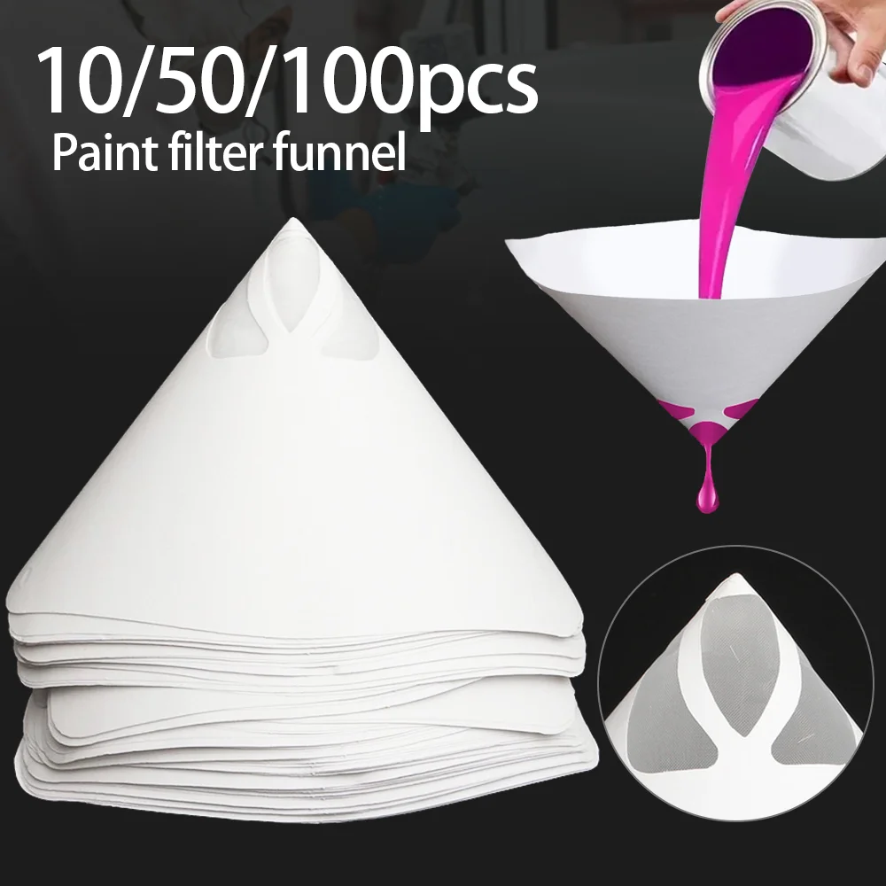 10/20/50/100Pcs Disposable Car Paint Spray Mesh Paper Filter Purifying Straining Funnel Paint Filter Conical Nylon Paper Funnel