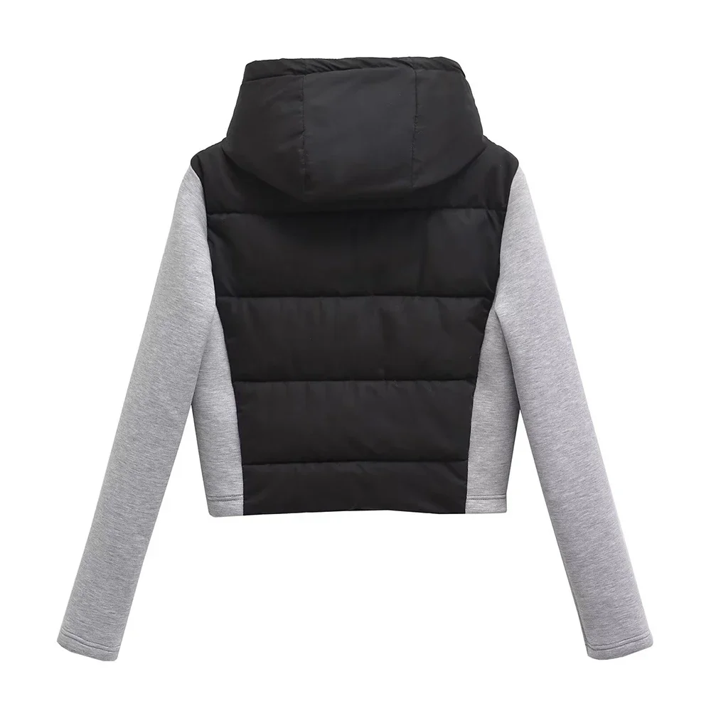 Streetwear gewatteerde damesjassen Klassieke contrasterende jassen en jacks Elegante chique winterhoodie Bovenkleding Wintertop