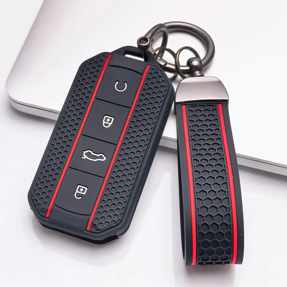 Keychain Silicone Car Key Case Cover for Chery Jaecoo J5 J7 2025 2026 Protection Key Shell Bag Housing Holder Car Accessories