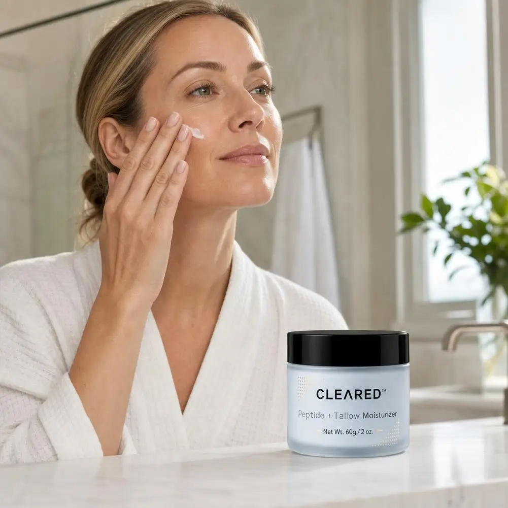 Peptide Tallow Moisturizer By CLEARED 60g 2oz Natural Skin Care Cream Deep Moisturizing Nourishing Facial Cream for Daily Use