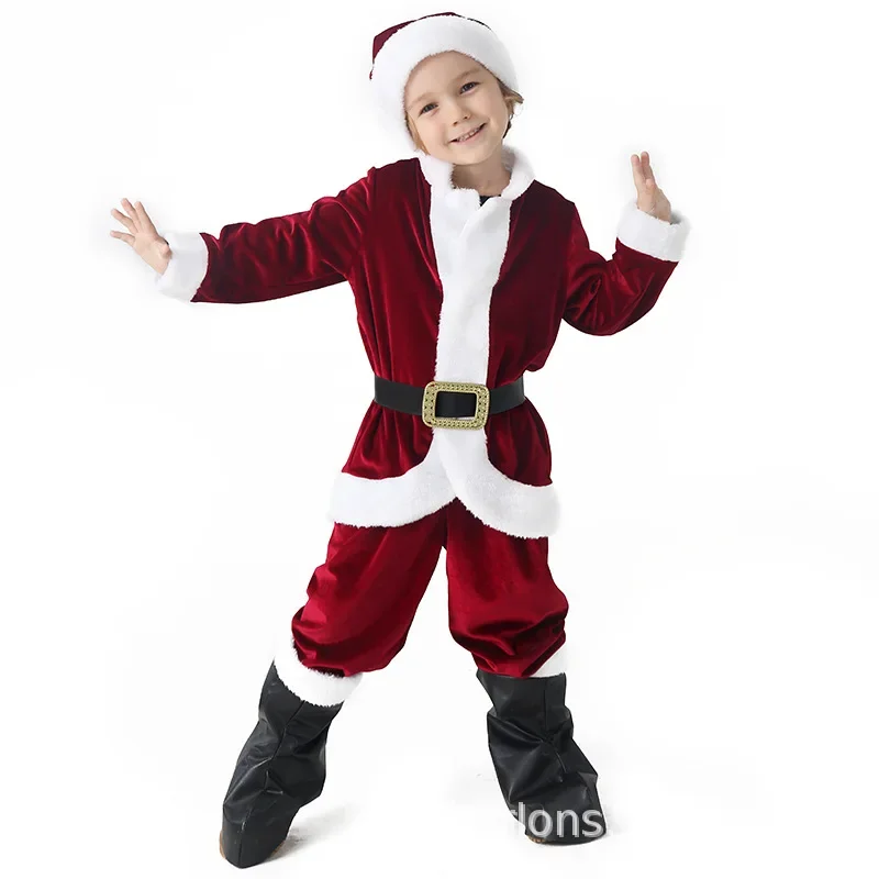 Kids Christmas Party Santa Claus Outfits Children Xmas Cosplay Dress Carnival Clothes New Year Stage Performance Boy Girl New