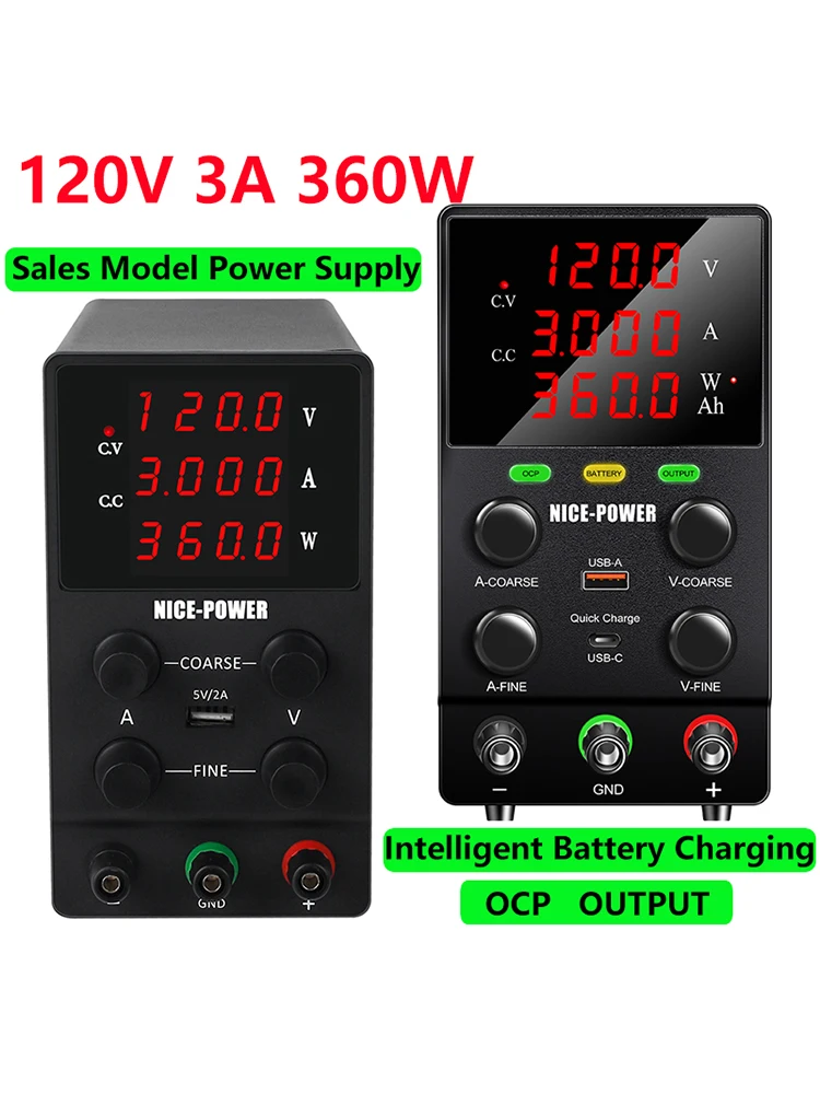 120V 3A DC-Schaltnetzteil mit 220V Eingang für industrielle Magnetventile, Vakuumpumpen, Schönheitsgeräte, Reparatur, einstellbare Leistung