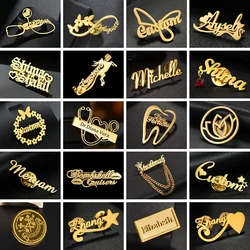 Treebud Personalized Name Brooch Stainless Steel Custom Logo Lapel Pin Brooch Pins for Women Men Bage Stylish Jewelry Gifts