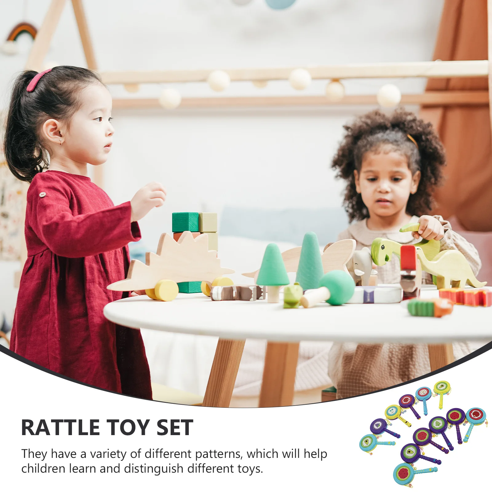 12 pezzi tamburi a sonaglio colorati tamburo portatile creativo per neonati strumento di apprendimento per la stimolazione sensoriale del bambino