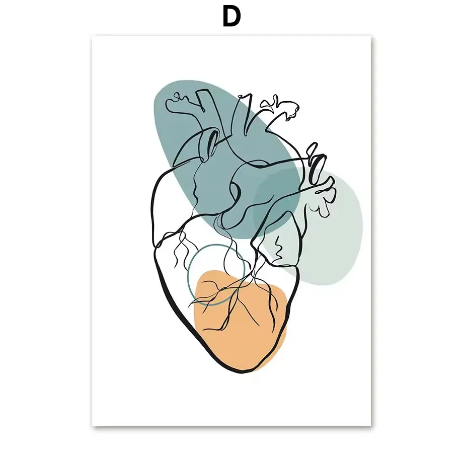 1pc frameless Canvas Abstract Medical Anatomy Heart Teeth Skeleton Wall Art Canvas Painting Nordic Posters And Prints Wall Pi