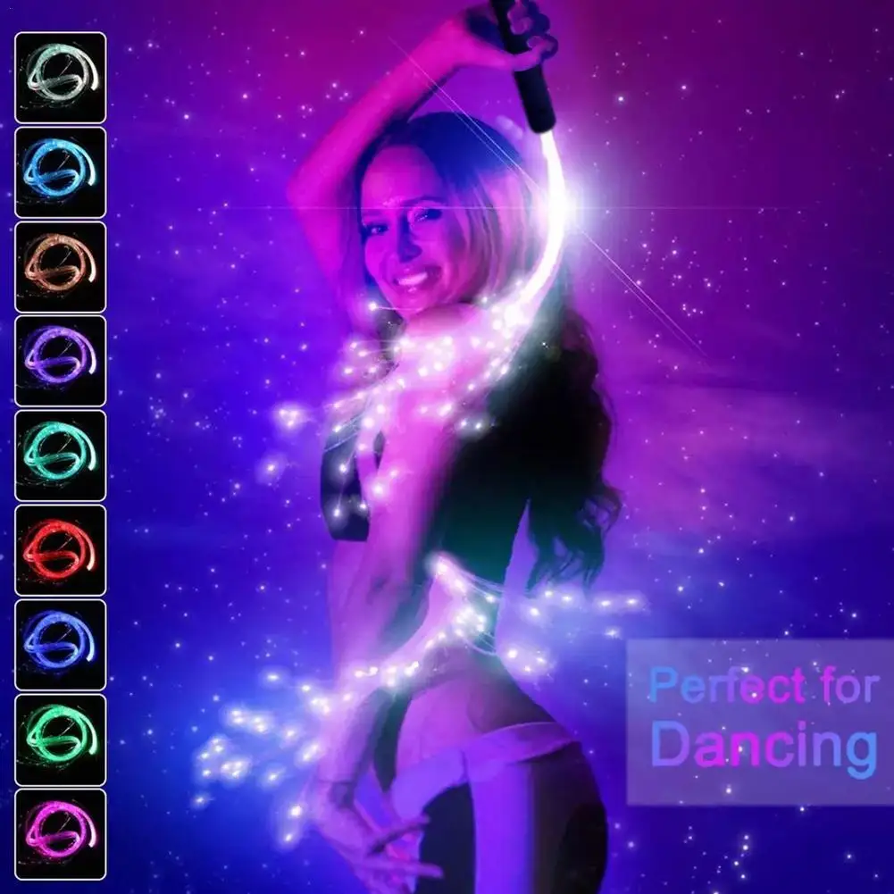 Party Disco Dance Whips Led Fiber Optic Dancing Whips Rechargeable Glowing whip Sparkle flow toy Light up 360° Swivel Rave EDM