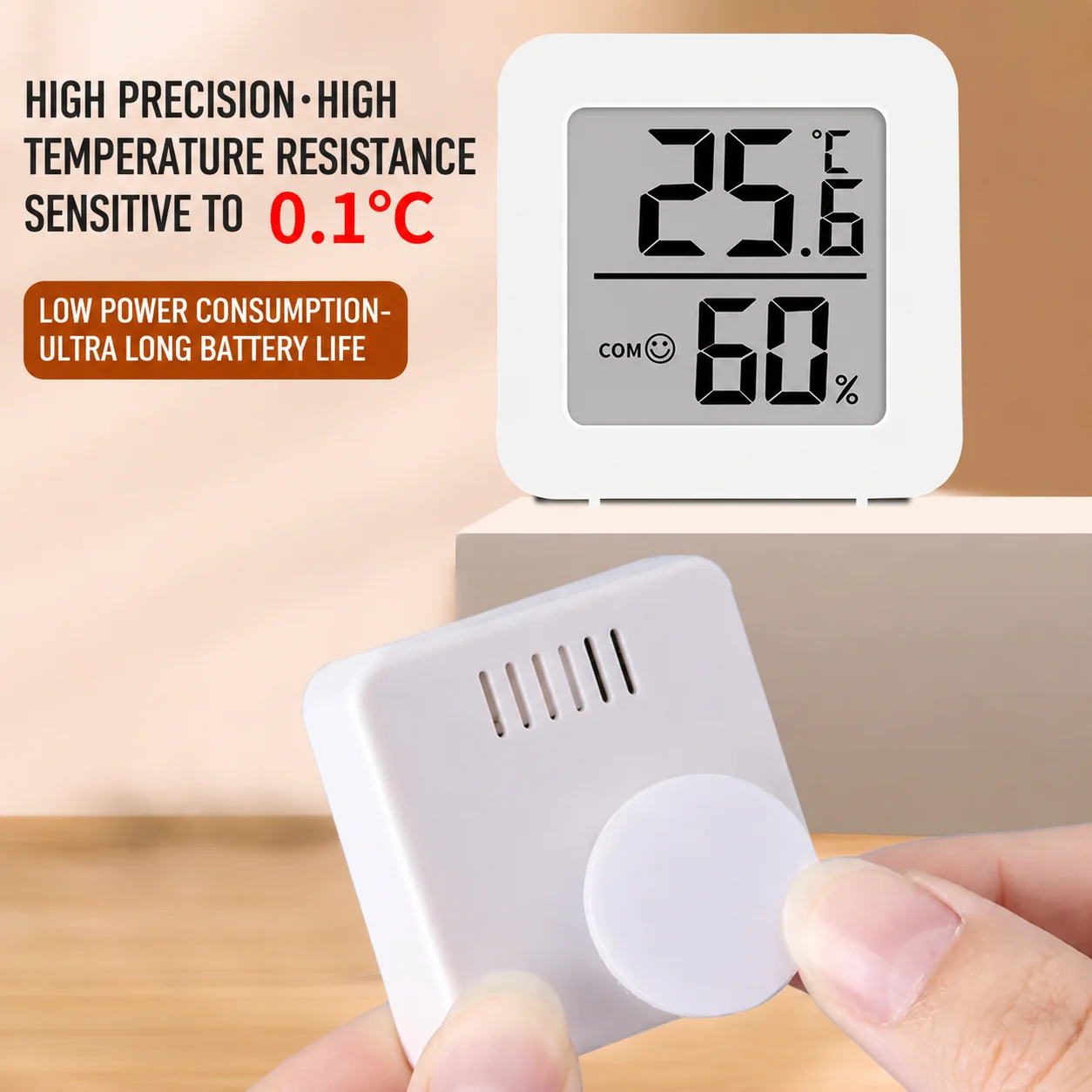 Mini thermomètre hygromètre numérique avec écran LCD, capteur mural pour la mesure de la température et de l'humidité ambiante, pour la maison, le bureau et l'intérieur