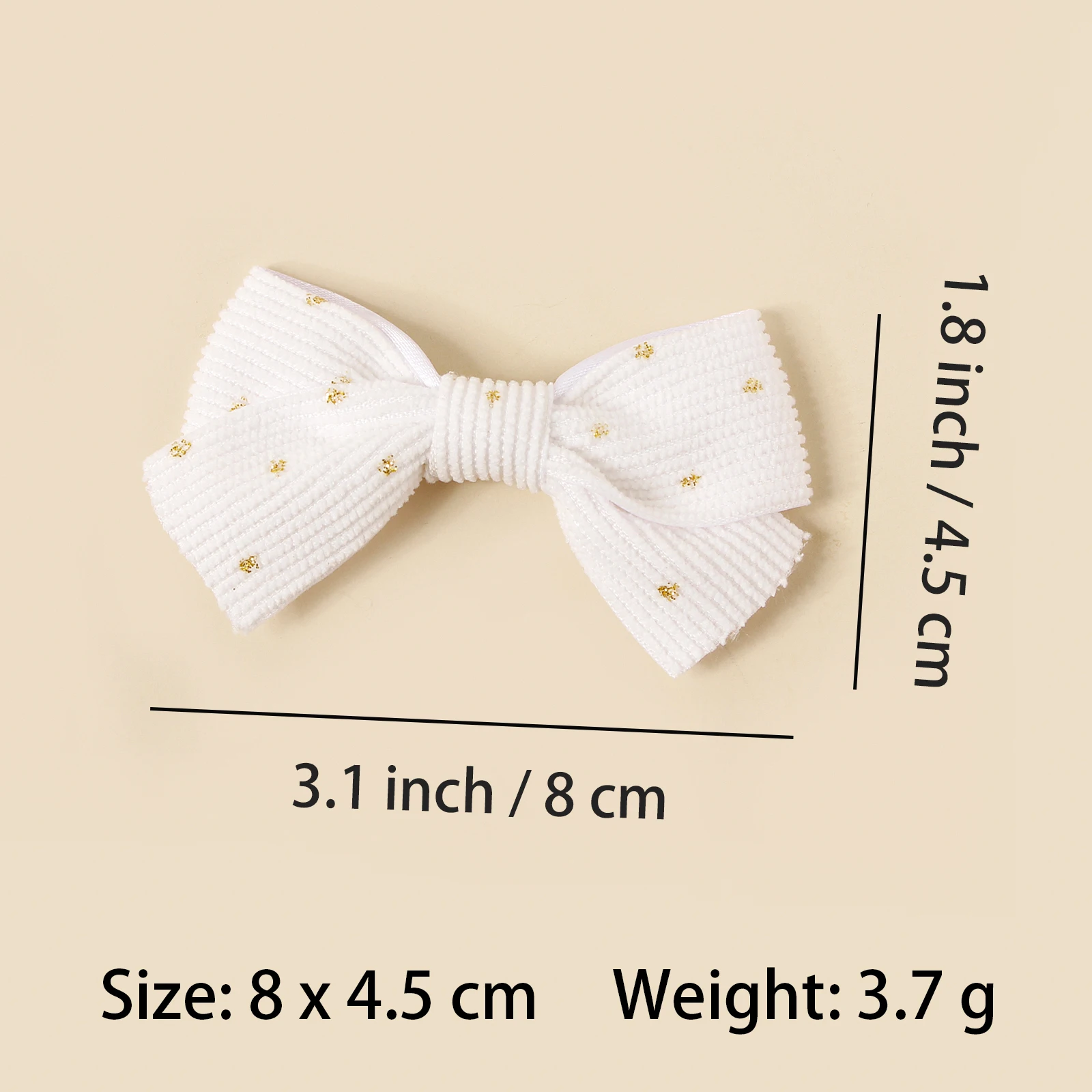 5pcs Corduroy Bow Bang Clips For Girls Solid Streamer Bow With Gold Polke Dot Clips Baby Hair Accessories