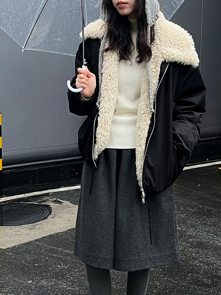 معاطف أنيقة من صوف الضأن والقطن للنساء مع طية صدر السترة وسحاب سترة سميكة ودافئة ملابس خارجية سترة عصرية للسيدات لشتاء 2025 جديد #2