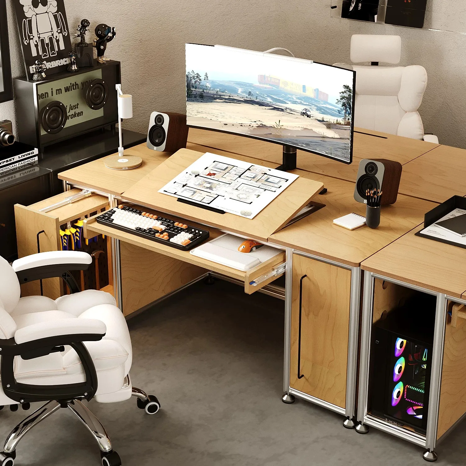 YJQ aluminum profile ocean plate multi-function adjustable bevel workbench art drawing desk desk desk