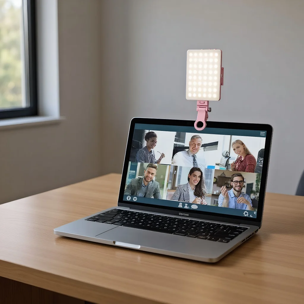 

Bi-Color Selfie Light - Clip-On Video Lamp with 2000mAh Battery for Laptop Conferences & Vlogging