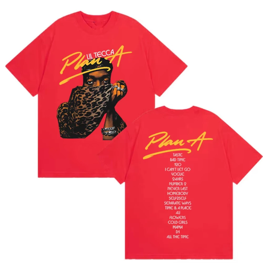 مغني الراب ليل تيكا خطة ألبوم 2025 ميرش تي شيرت الرجال الهيب هوب القوطية قصيرة الأكمام تي شيرت ملابس فضفاضة المتضخم القطن تيز #3