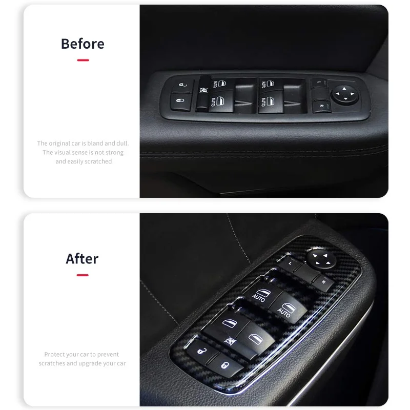 Carbon Fiber Style Window Lift Trim Switch Panel Cover Trim for Dodge Durango 2011-2024 decoration Accessories
