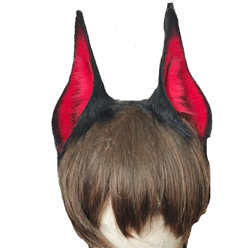 

Обруч для волос ручной работы с имитацией звериных ушей (собачьи уши), головной убор для карнавала, готики, Рождества, Хэллоуина, косплея