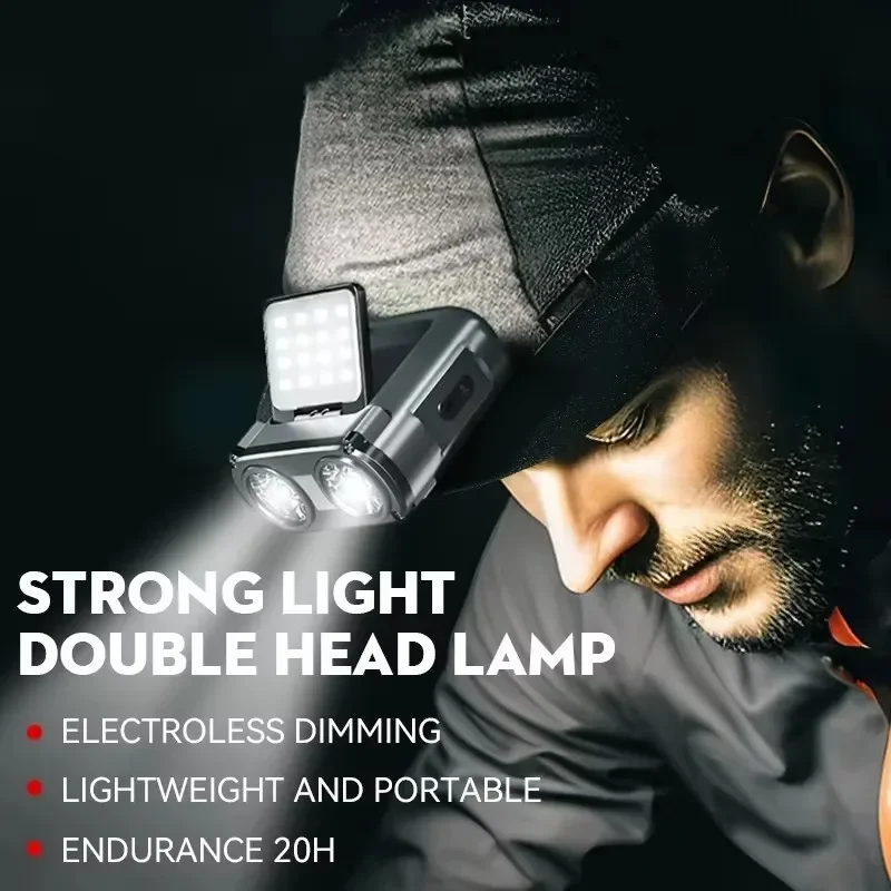 COB+LED Sensor Headlight USB Charging Portable Hat Clip Light Ultra Bright Outdoor Adventure Fishing Lighting Searchlight  Torch