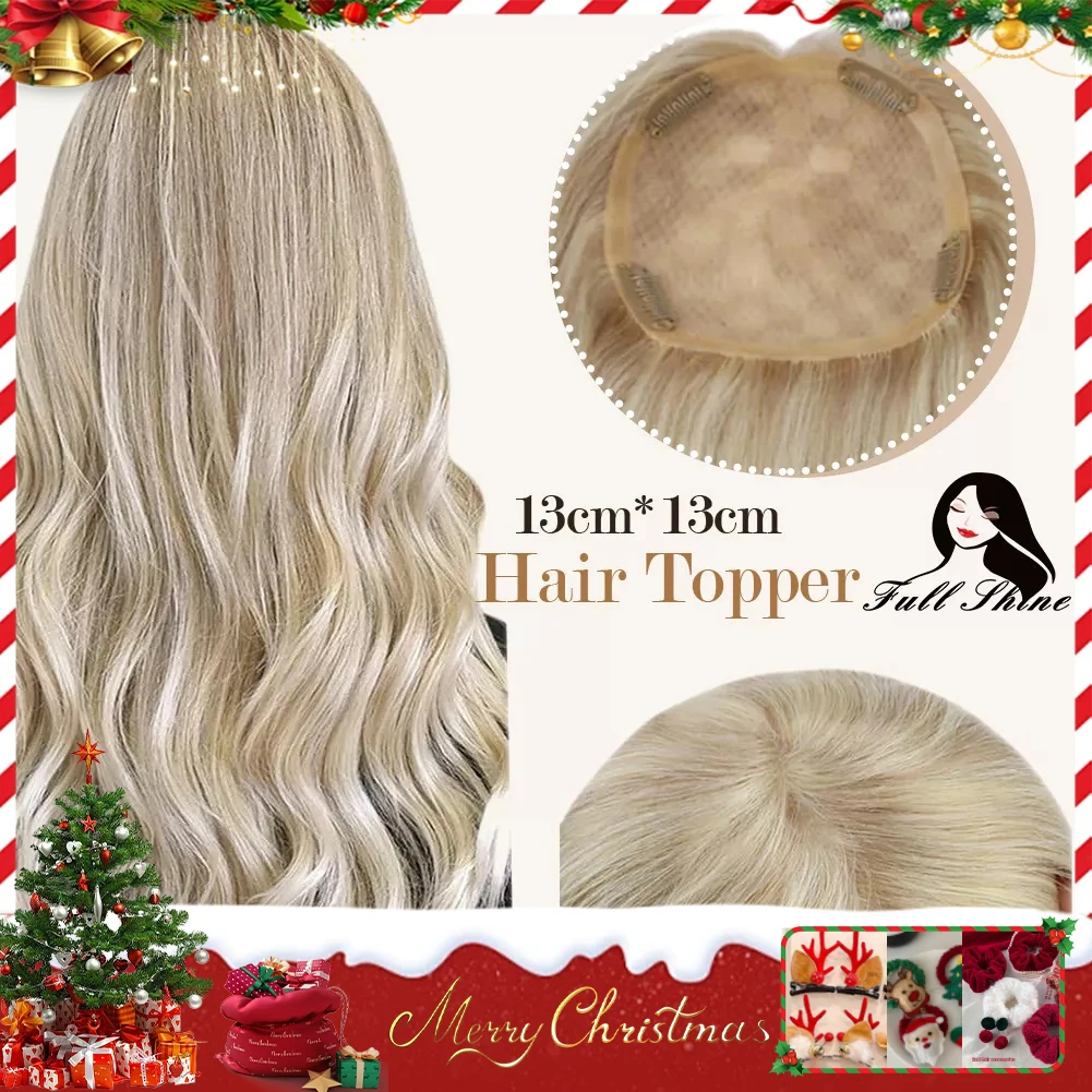 Full Shine Hair Topper Ombre 13*13cm Machine Naturally Comfortable Piece With Clips 100% Breathable Mono Base For Woman