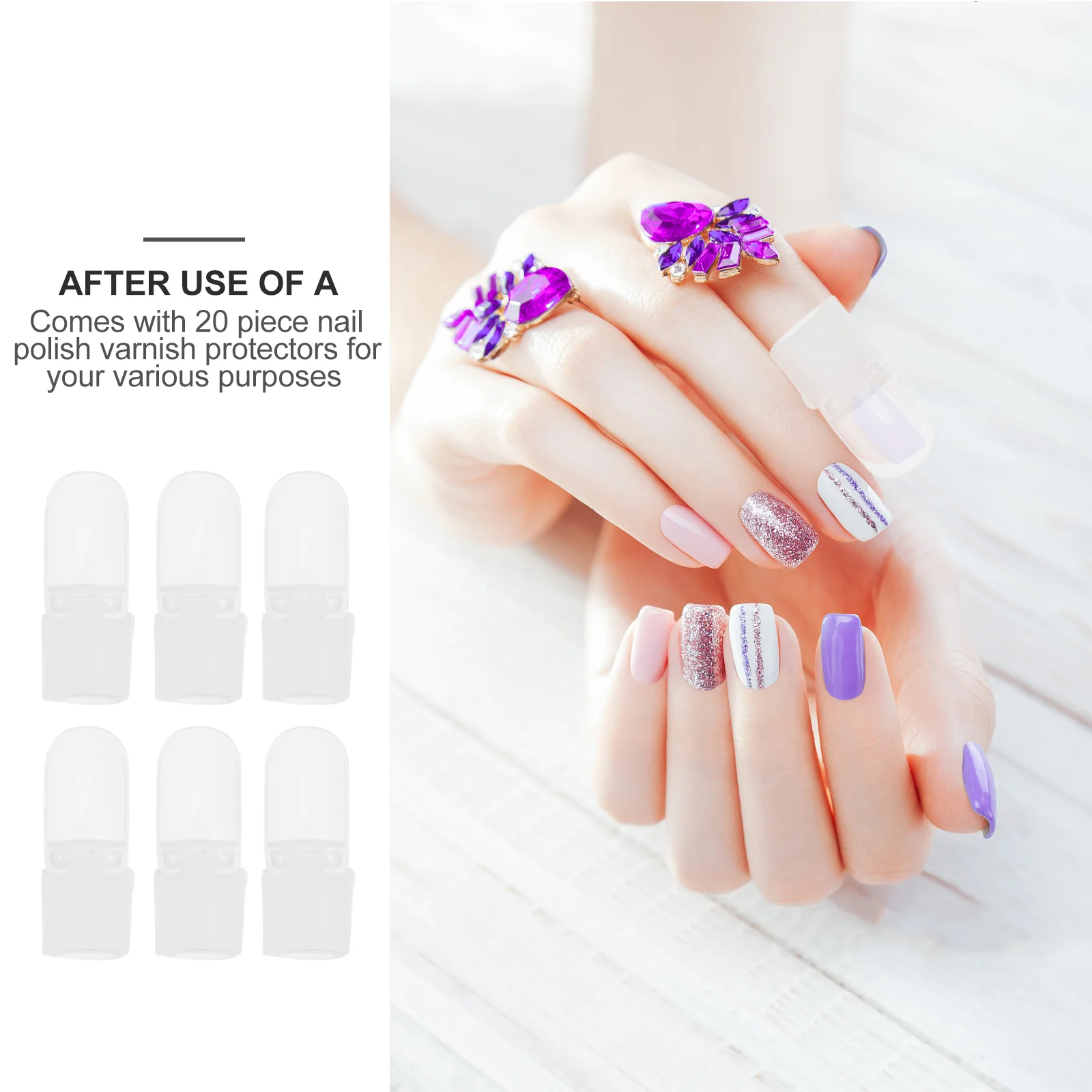 20 قطعة من طلاء الأظافر وواقي أظافر شفاف لأدوات مانيكير مقاومة للماء سريعة #1