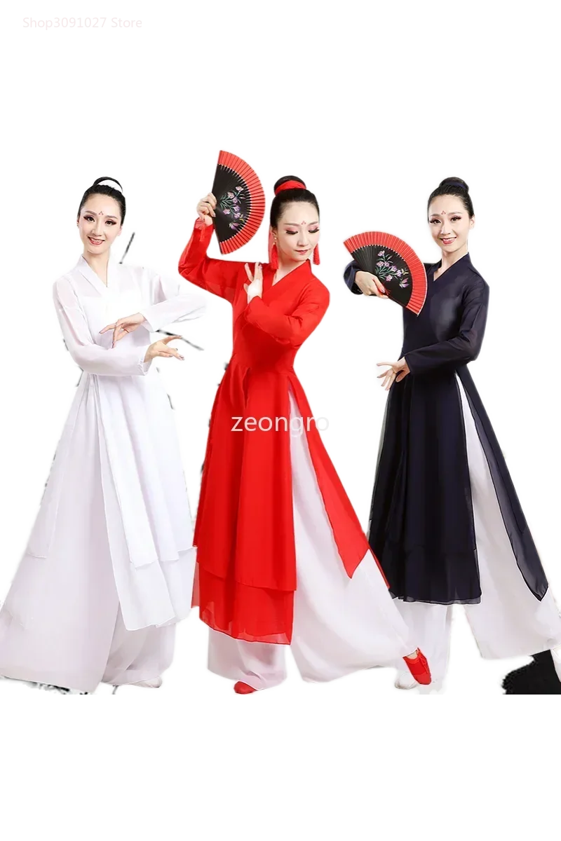 Robe de danse en gaze de rime corporelle de style chinois pour robe de yoga de danse classique pour femmes adultes robe d'anniversaire pour les femmes