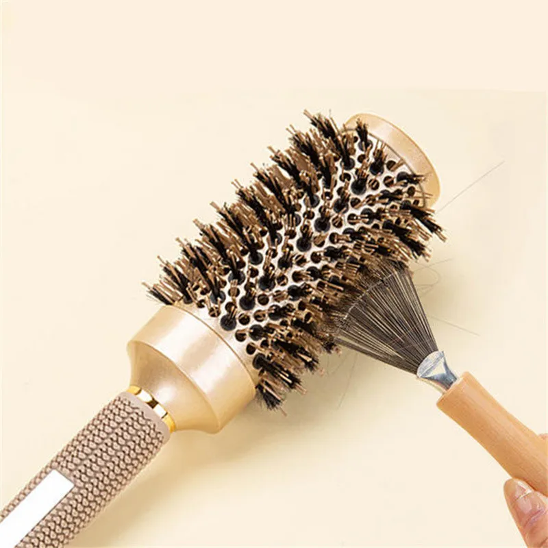แปรงผมทรงกลมแบบมืออาชีพ 1/4 ชิ้น, แปรงม้วนผมสำหรับทำผม, หวีแกนเซรามิกสำหรับเป่าผมในร้านเสริมสวย, อุปกรณ์จัดแต่งทรงผม