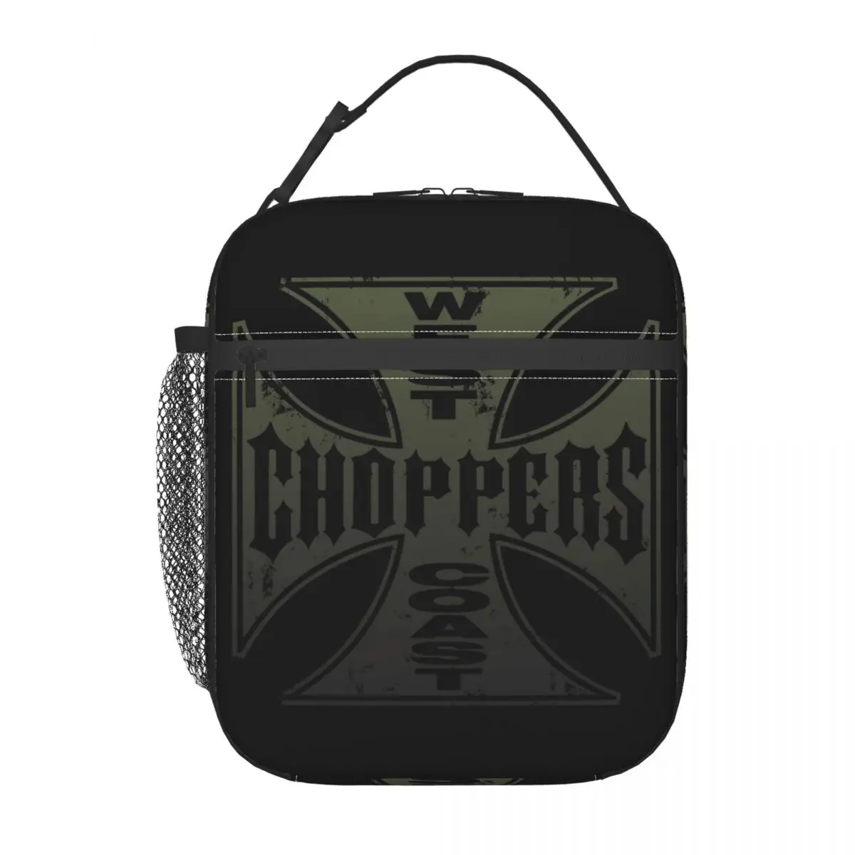 Custom West Coast Chopper Iron Cross Lunch Bag Men Women Cooler Warm Insulated Lunch Boxes for Children School