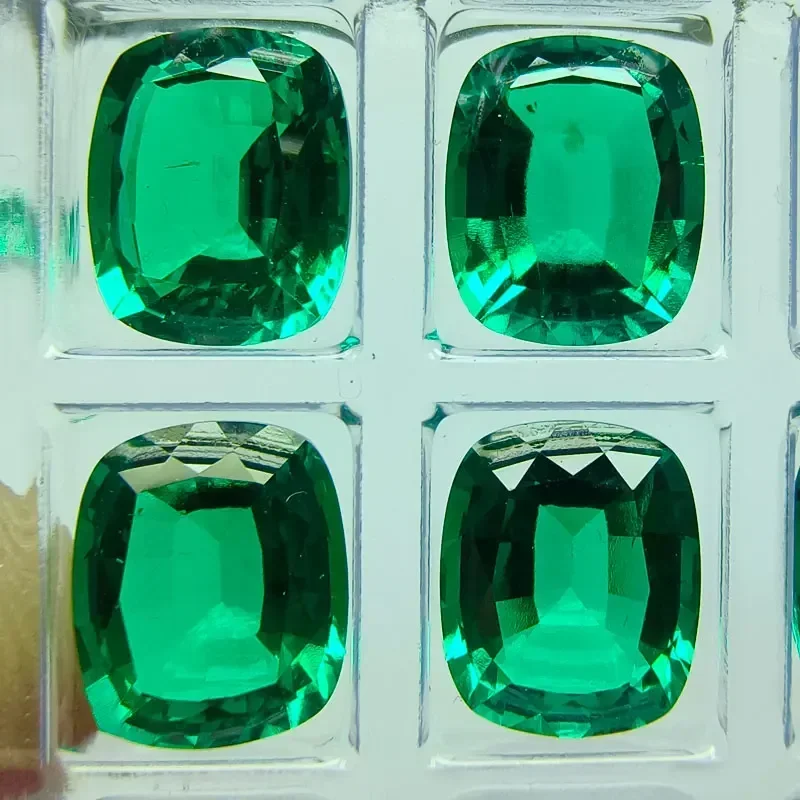 

Выращенная в лаборатории Колумбийская изумрудная прямоугольная подушка в форме ручной работы, гидротермическая для продвинутых изготовления ювелирных изделий, сертификат на выбор