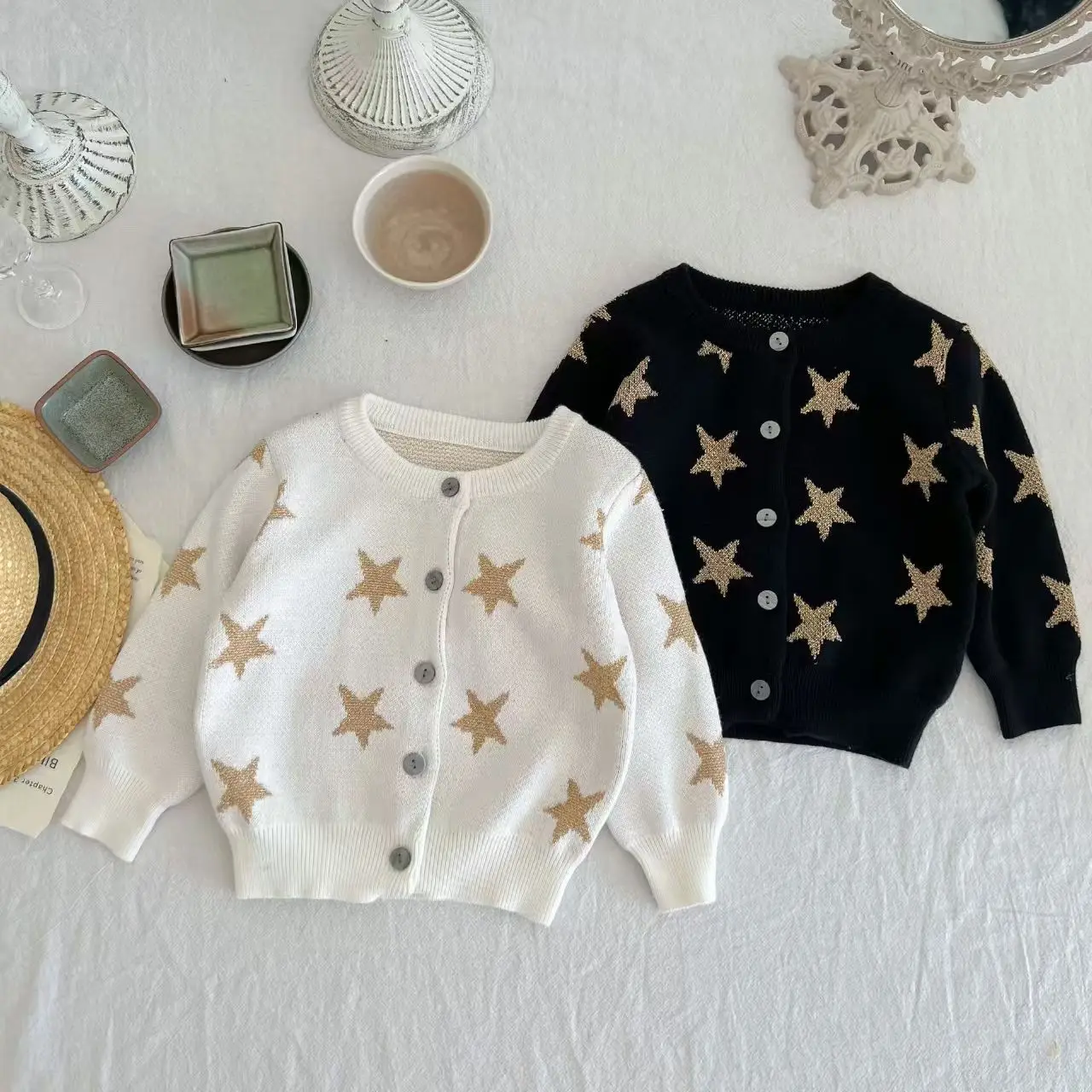New fall/winter Korean-style baby boys' five-pointed star coat, base layer sweater, cardigan coat