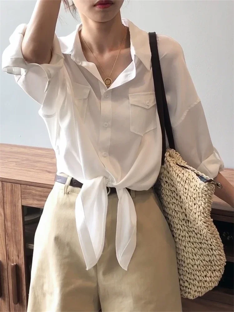 Women Blouse Female Shirt Summer Womens Blouses Spring Maxi Blusas Casual Elegant Vintage Long Sleeve Cotton Oversize Loose