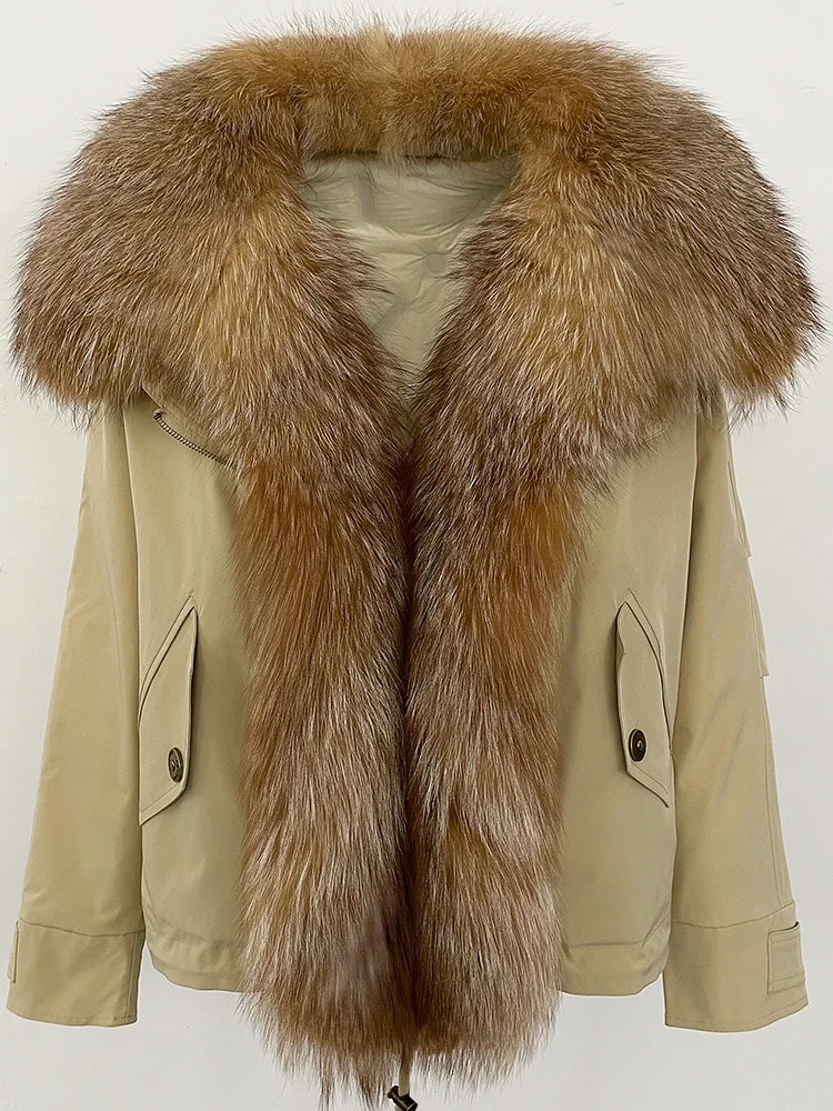 جديد إمرأة دافئ كبير الطبيعية الثعلب الفراء طوق أسفل معطف مقاوم للماء Safai الفراء الحقيقي سترة منفوخة الإناث الخريف الشتاء الملابس