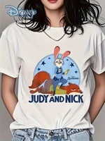 Women's Judy Hopps & Nick Wilde Zootopia Graphic Tee - Soft Breathable Cotton Shirt for Disney Fans, Judy and Nick Police