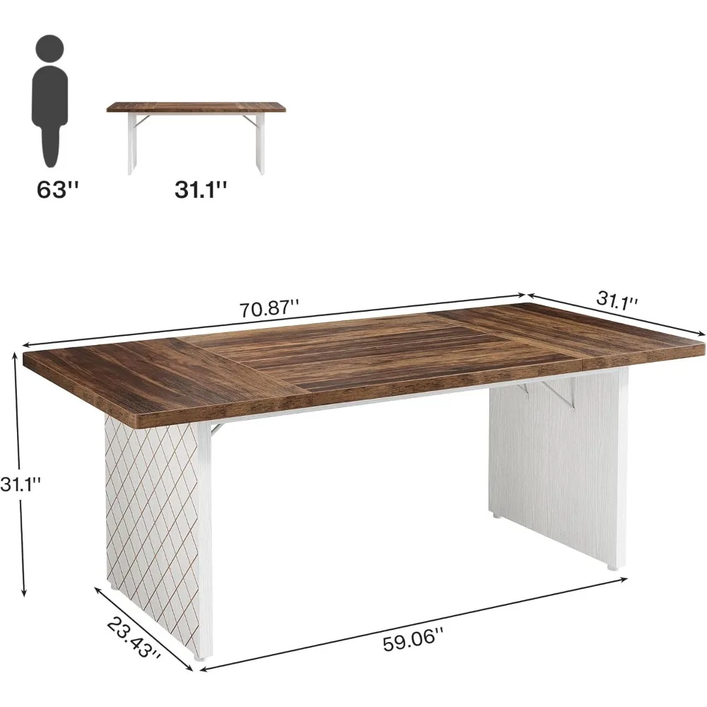 Office Desk, Modern and Elegant Design, Spacious Workspace, Solid Structure, Easy Assembly, Computer Desk, 70.8-Inch