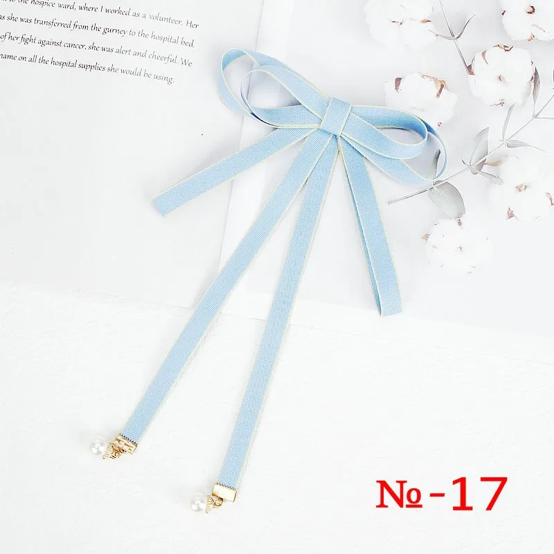 Perle Band Brosche Pin Frauen Fliege Vintage Schule Mädchen Weiß Kragen Schmuck Bowknot Shirts Krawatte Candy Farbe Rot Schmetterling – Detail 17