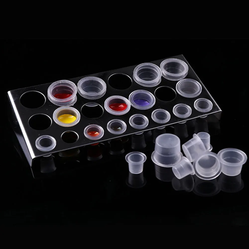 100pcs Transparent Tattoo Pigment Cups Large Medium Small Ink Holder Container Cap Eyebrow Microblading Tattoo Accessories