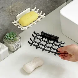 1 Pc Creative Drainage Soap Box Wall-mounted Shelf Household No-hole Bathroom Soap Box Bathroom Kitchen Storage Supplies