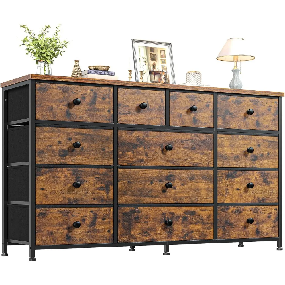 Dresser for Bedroom with 13 Drawers Dresser Bedroom Long Dressers & Chest of Drawers Large Storage Fabric Dresser