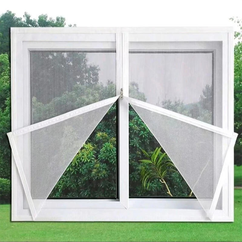 Customizable size screen window, white mosquito net, self-adhesive mosquito screen window, zipper style, no punching required