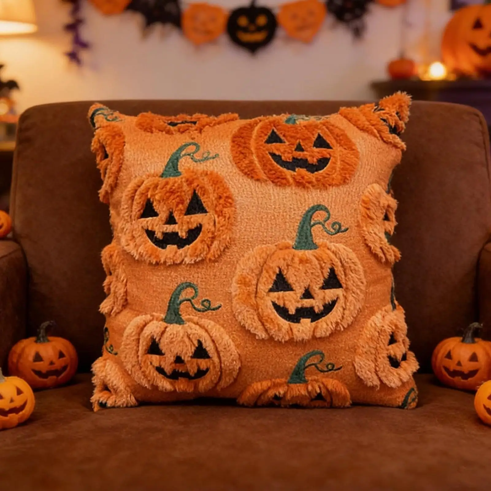 Halloween Pumpkin Throw Pillow Cover Pumpkin Ghost Autumn Thanksgiving Harvest Decorative Cushion Cover Home Decor 45cm