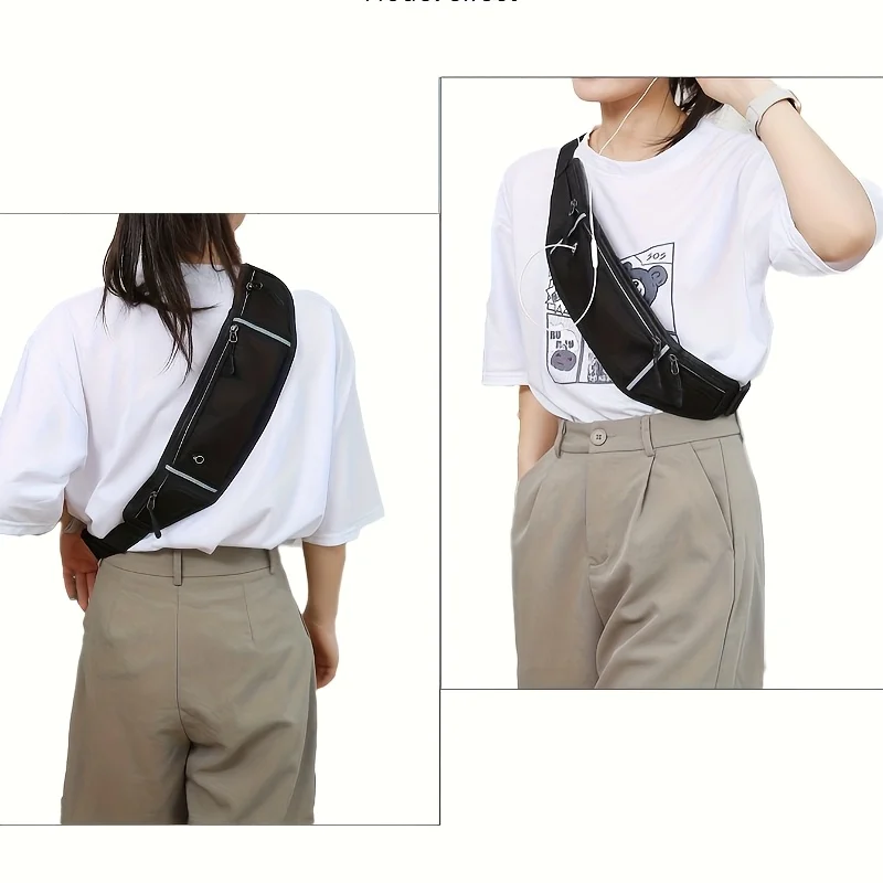 Riñonera Deportiva Unisex para Actividades al Aire Libre, Bolsa de Cintura con Espacio para Auriculares, Ideal para Viajes, Correr y Compras, Almacenamiento Práctico para Teléfonos y Llaves