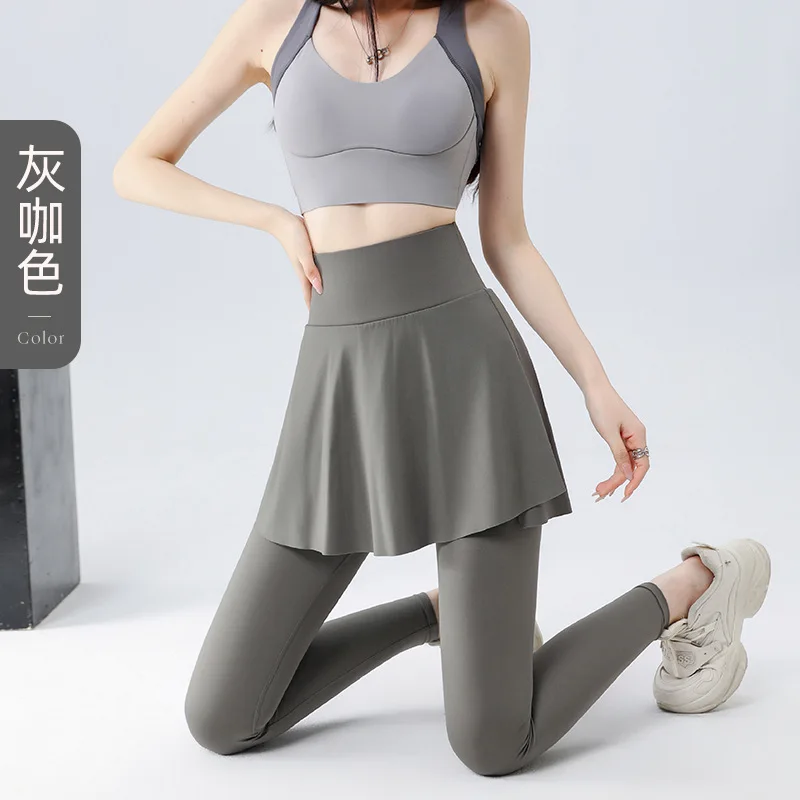 Yoga dames hoge taille afslanken hardlopen fitness haaienbroek sportbroek lente en herfst vakantie tweedelige rokbroek