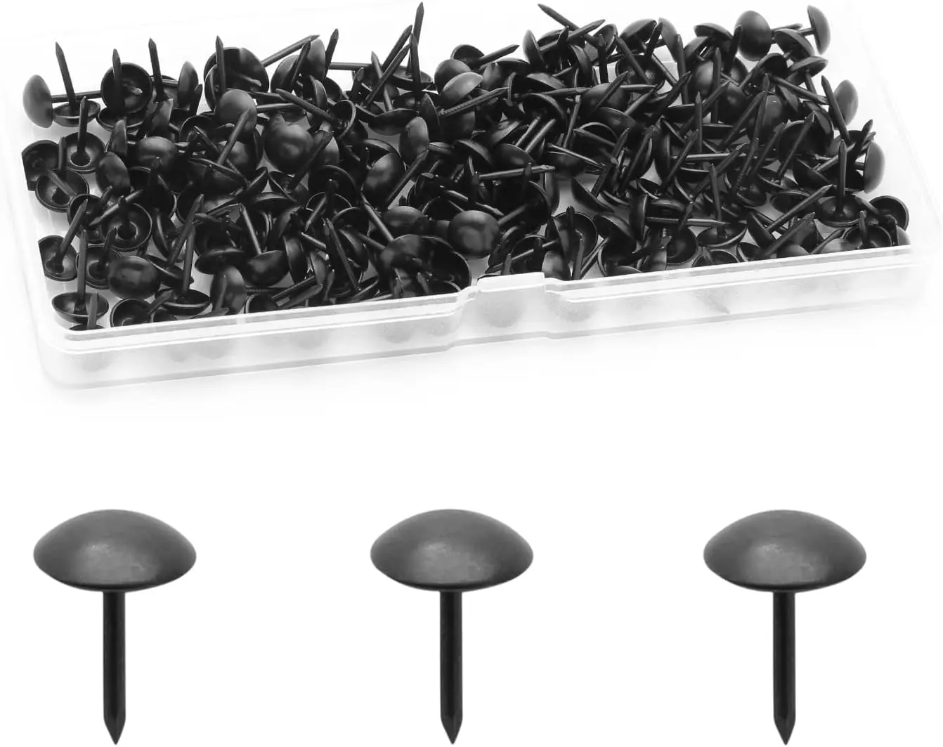 

200 Vintage Metal Thumb Tacks for Upholstery Sofa Furniture DIY, Black 13x7.5mm