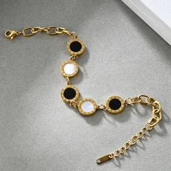 Wholesale Gorgeous Gold Rose Silver Color White Shell Black Resin Charm Hand Chain Party Beads Bracelets For Women Bridal Pulser
