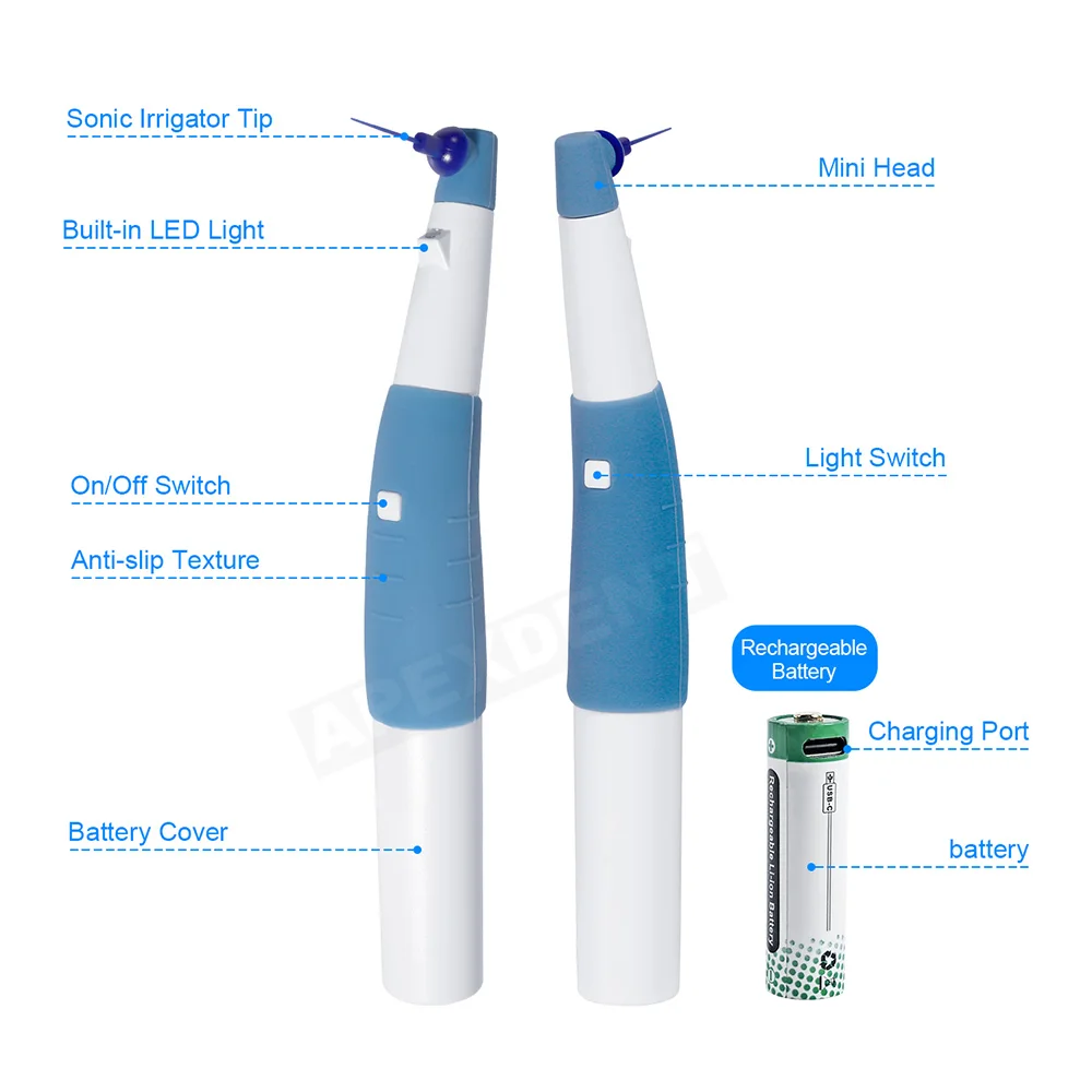 APEXDENT Dental LED Endo Activator With 60 Tips Root Canal Vibration Teeth Cleaning Tool Dentistry Treatment Equipment