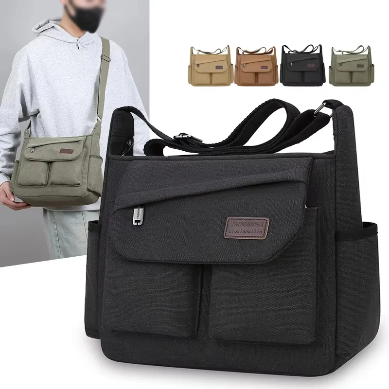 

Men's crossbody bag, multi pocket design - large capacity shoulder bag - outdoor essentials, functional storage, city commuters