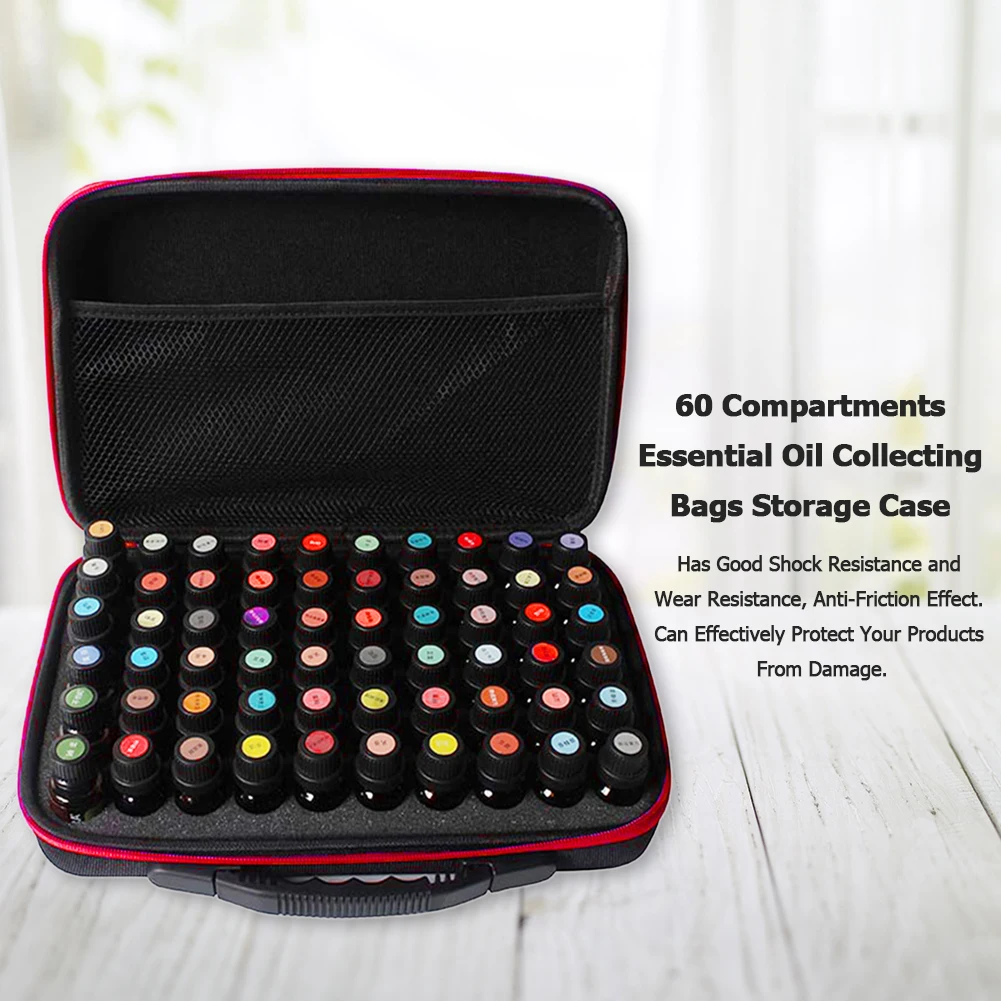 

60 Slots Essential Oil Collecting Cases Portable Women Travel 7 Colors Available Soft and Elastic Feel Wear-resisting