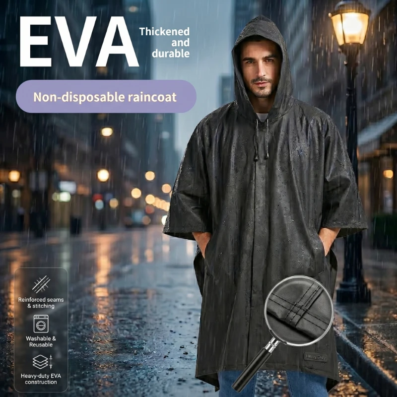 1PC Women Waterproof Long Raincoat Waterproof Hooded EVA Rain Jacket Man Poncho Outside Hiking Rainwear Clothing Men Rain Coat