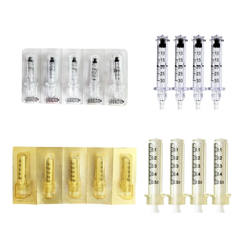 Bolígrafos transparentes de acero inoxidable, inyectores multiusos para hidratación facial y relleno de labios, 0,3 ml y 0,5 ml