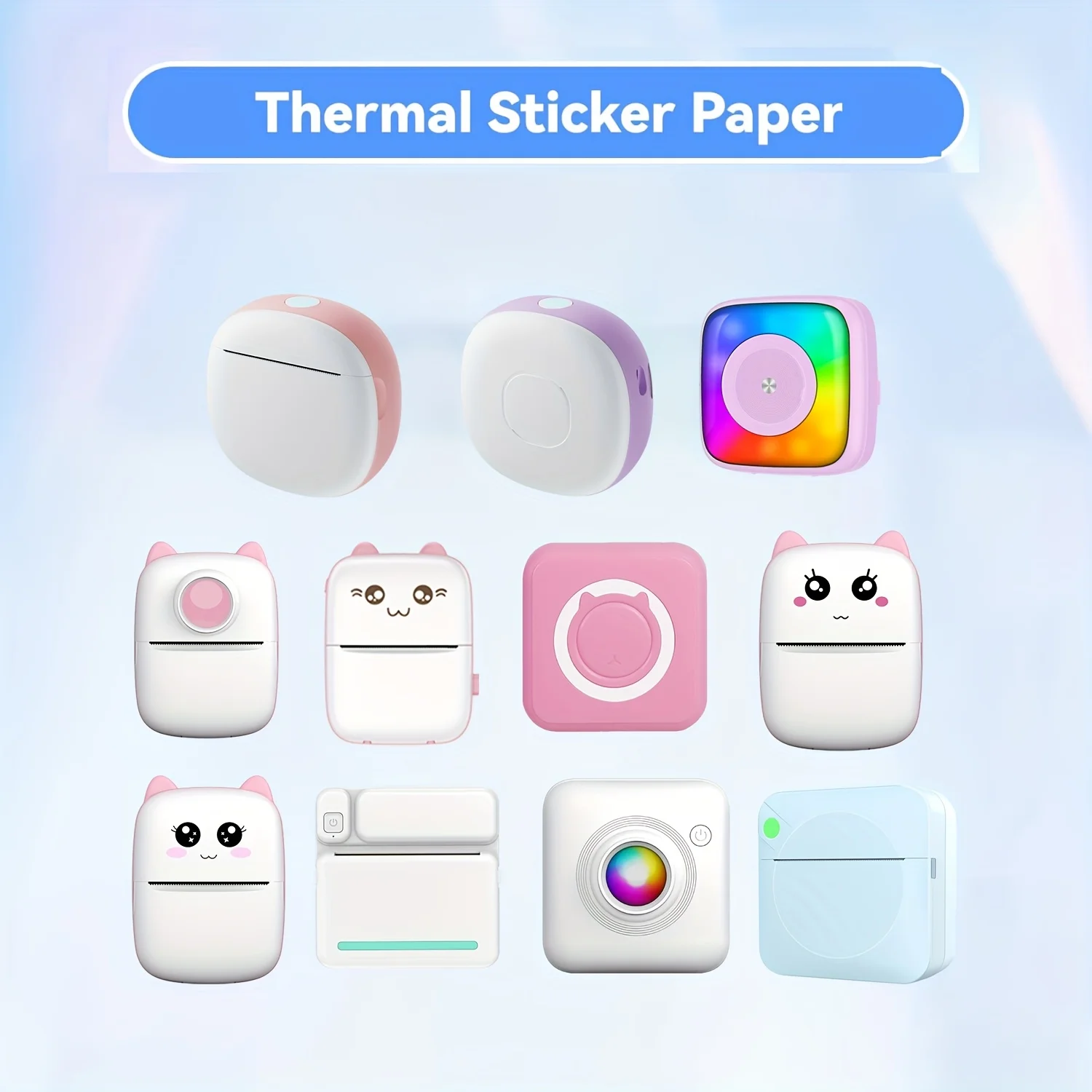 6/8 Rolls Thermal Sticker Combo - Color & Clear Self-Adhesive Paper for Portable Mini Printers, Photo/Notes/Study Labels