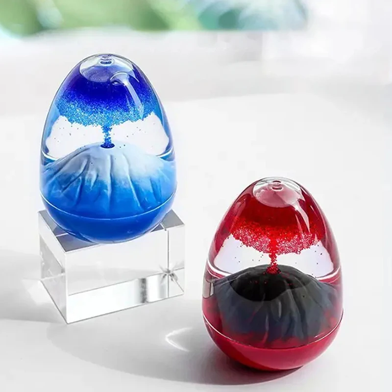 Ornement minuteur sablier liquide en acrylique cristal. Ornement volcanique en forme de coquille d'œuf, Ornement volcanique à sable flottant.