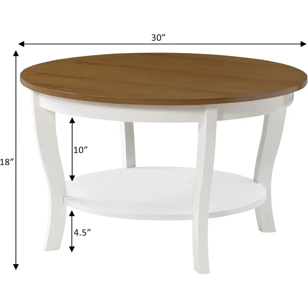 Coffee Table, American Heritage Round Coffee Table with Shelf fit any room, Easy To Assemble for Living Room, Café Tables