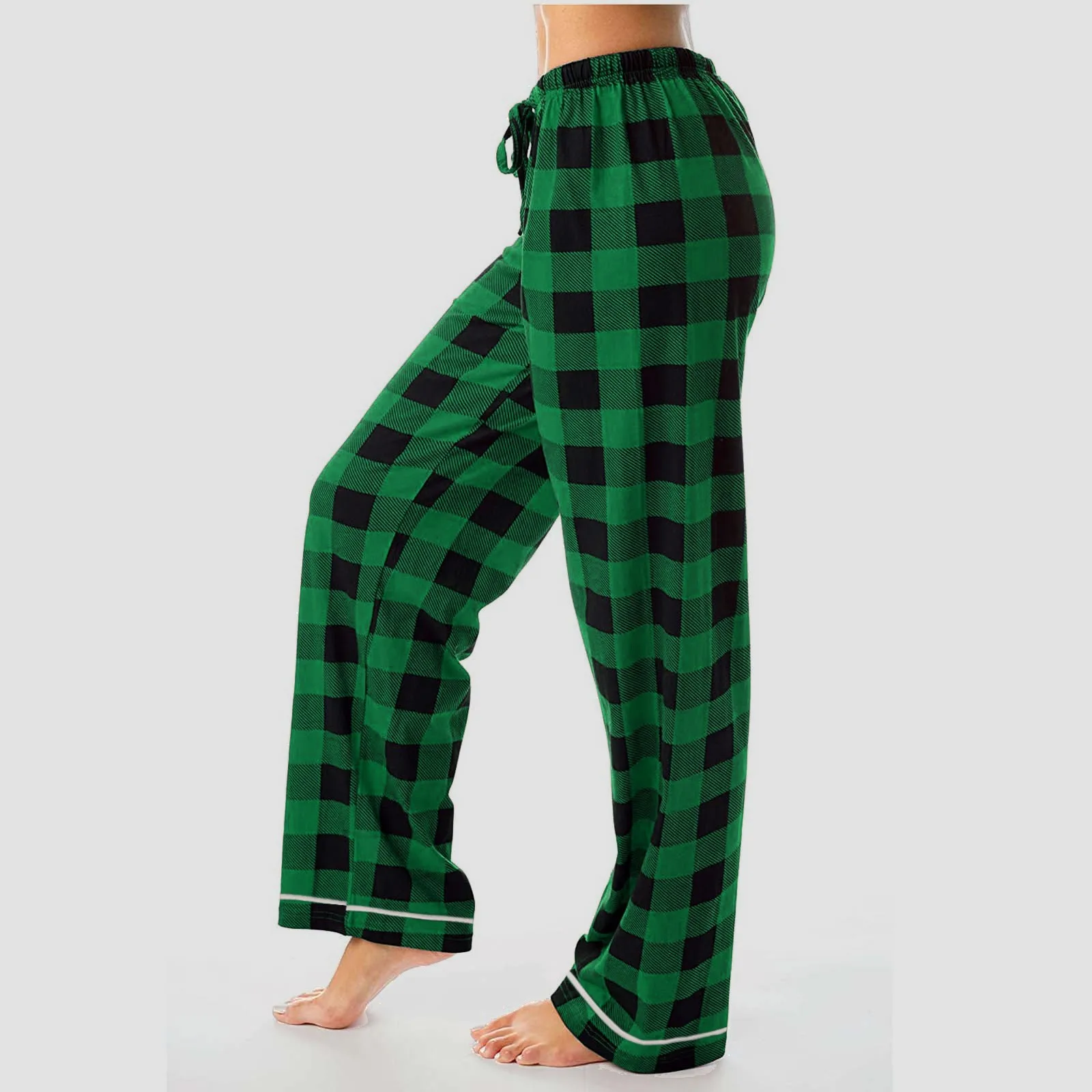 Autumn Winter Red Black Plaid Printed Pants Women Christmas Pajama Pants Straight Casual Pants Clothing Streetwear Trousers